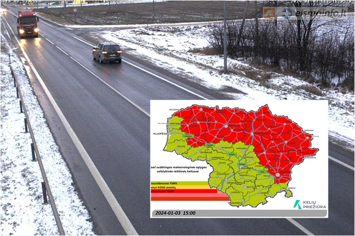 Šaltis sunkina padėtį šalies keliuose: vairuotojų prašoma atsargumo